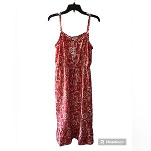 LOFT Polyester Floral/Butterfly Midi Dress